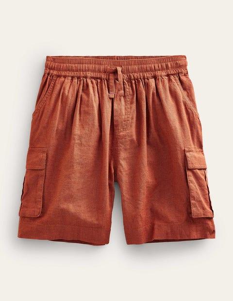 Linen Cotton Cargo Shorts Brown Girls Boden