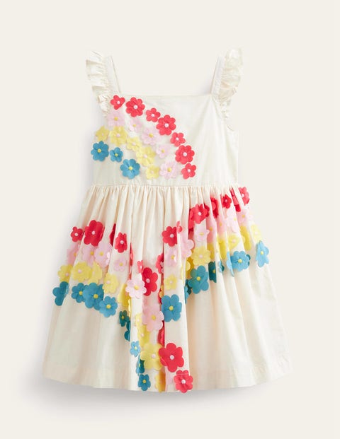 BODEN FLUTTER FLOWER RAINBOW DRESS VANILLA POD GIRLS BODEN