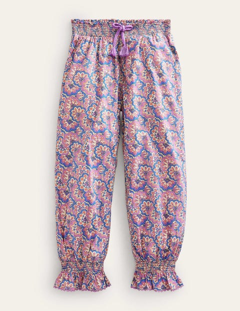 Printed Balloon Leg Trousers Purple Girls Boden