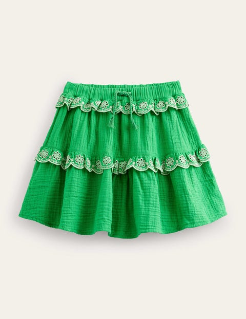 Double Cloth Scallop Skirt Green Girls Boden