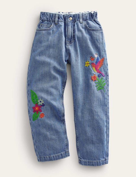 Embroidered Barrel Leg Jeans Denim Girls Boden