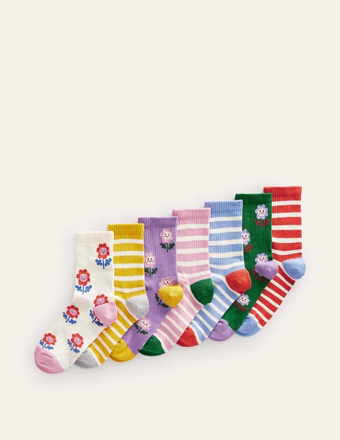 Socks 7 Pack - Flowers/Stripes | Boden US
