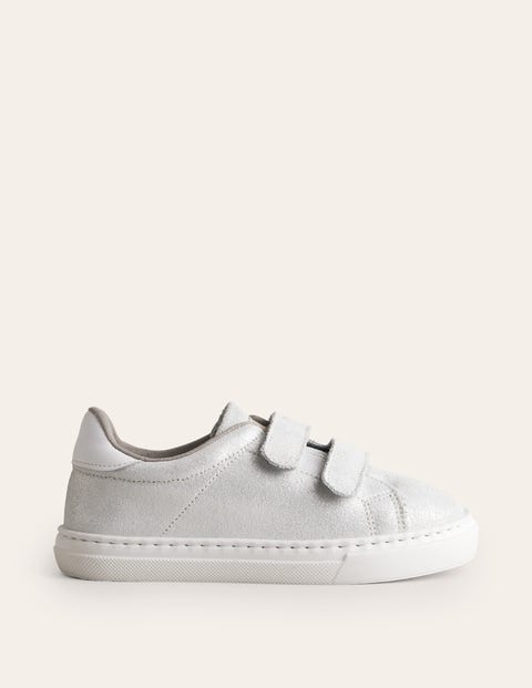 Double Strap Low Tops - Silver | Boden UK