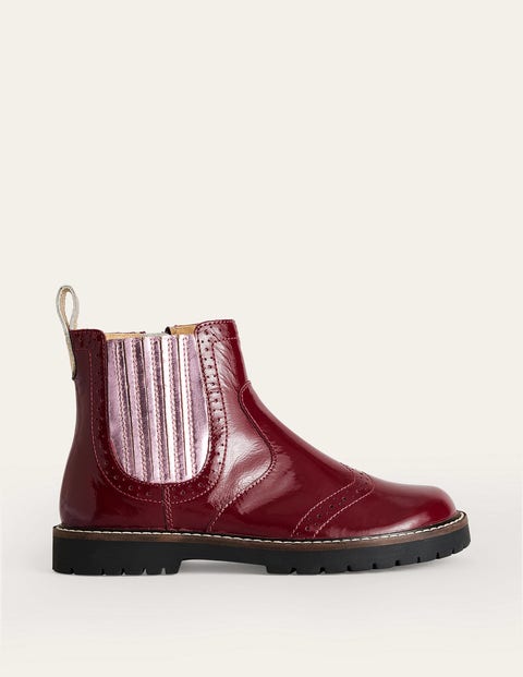 Boden Kids' Leather Chelsea Boots Burgundy Patent Girls