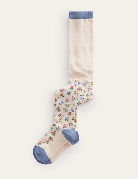 Mini Boden Kids' Patterned Tights Vanilla Pod Rambling Rose Girls Boden