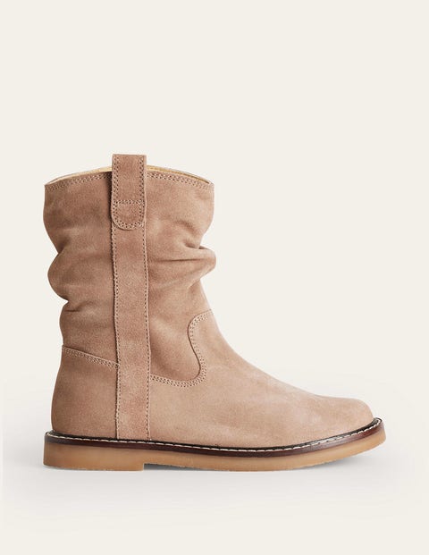 Boden Kids' Slouch Suede Boots Taupe Girls