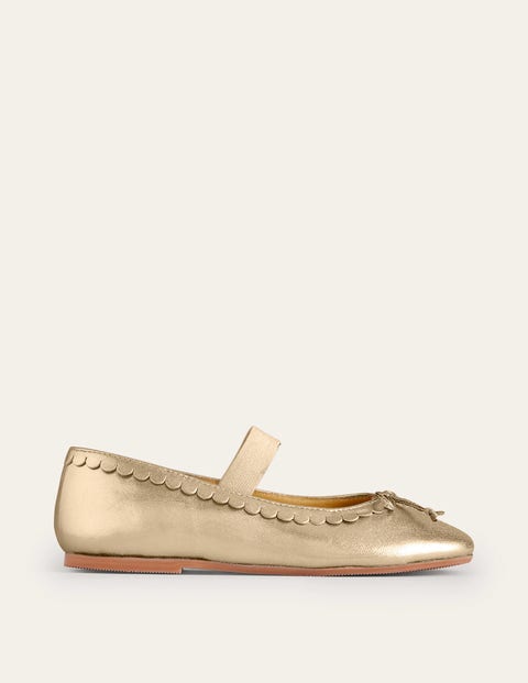 Leather Ballet Flats Metalic Gold Girls Boden