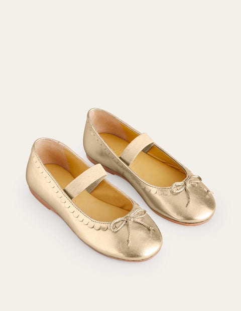 Leather Ballet Flats - Gold Metallic | Boden UK