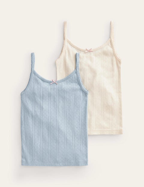 Vests 2 Pack Blue Girls Boden, Pointelle