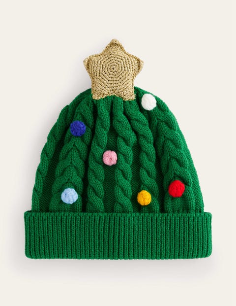 Christmas Tree Festive Hat Green Girls Boden