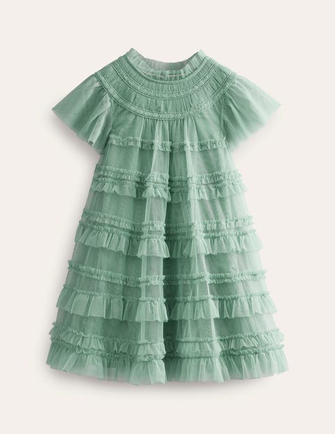 Tulle Tiered Dress Green Girls Boden