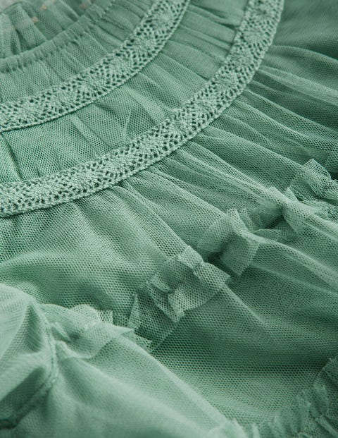 Tulle Tiered Dress - Green Smoke | Boden US