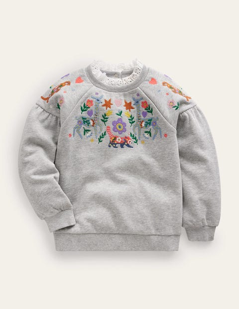 Embroidered Sweatshirt Grey Girls Boden