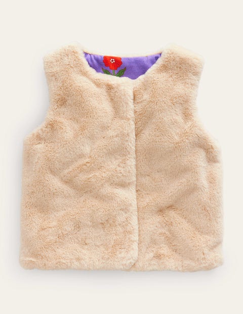 Faux Fur Gilet Brown Girls Boden