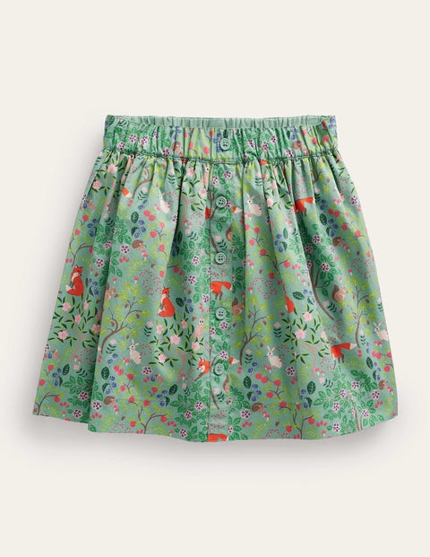 Button Through Twirly Skirt Green Girls Boden