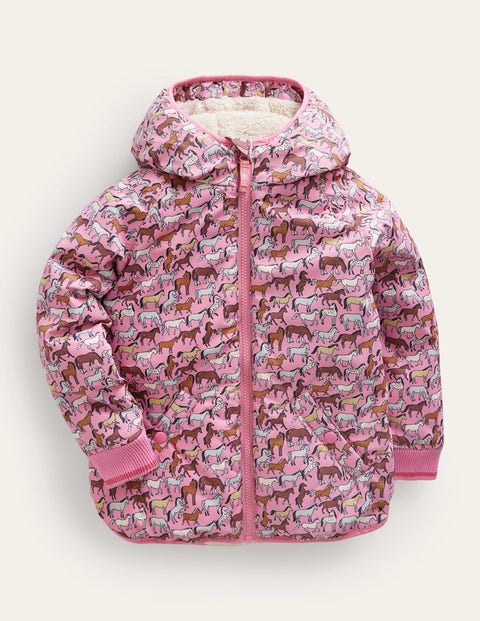 Printed Sherpa Lined Anorak Pink Girls Boden