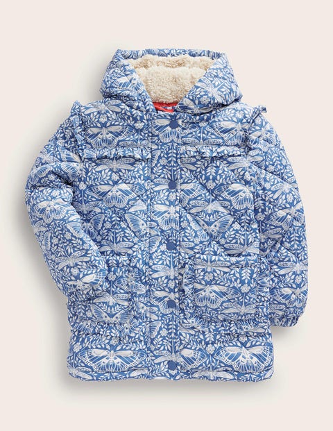 Scallop Quilted Anorak Blue Girls Boden