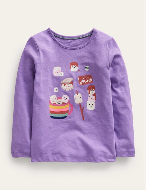 Logo Slub Long Sleeve T-shirt - Purple Marshmallows | Boden US