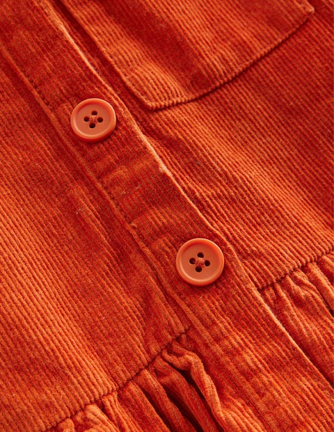 Button Pinafore Dress - Conker Orange Cord | Boden US