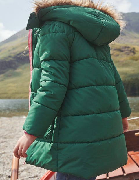 Longline Padded Coat - Deep Green