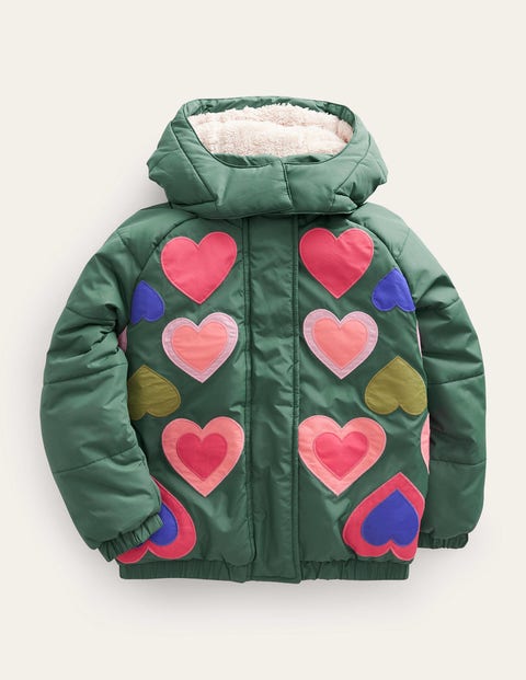 Applique Padded Coat Green Girls Boden