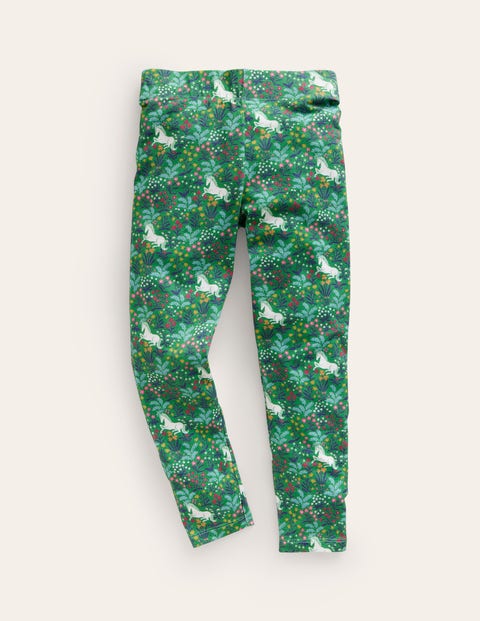 Mini Boden Kids' Fun Leggings Deep Green Unicorn Girls Boden