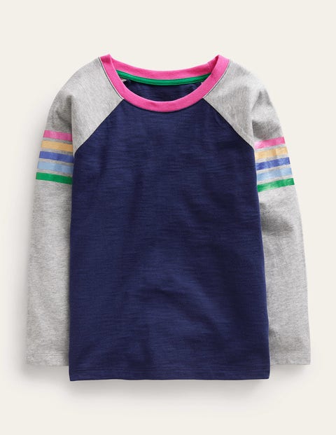 Metallic Raglan T-shirt Blue Girls Boden