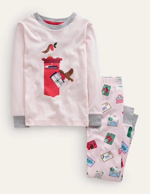 Snug Long John Pyjamas Pink Christmas Boden