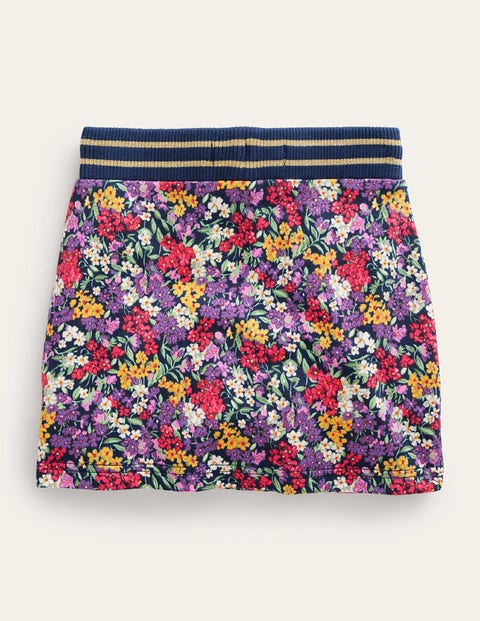 Mini Boden Kids' Floral Print Cotton Sweatshirt Skirt in Multi Flower