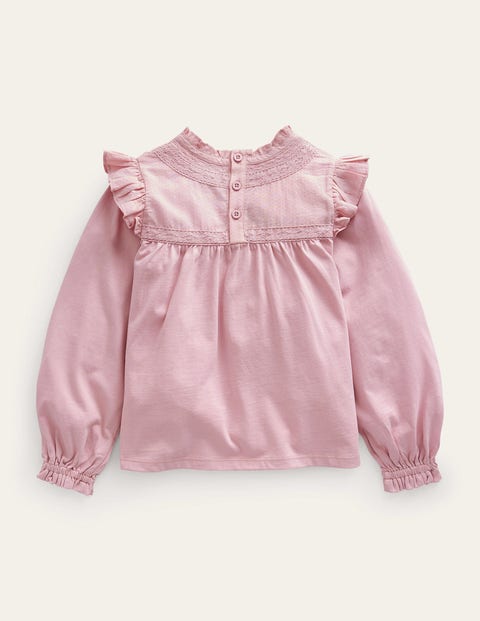 Lace Detail Jersey Top - French Pink | Boden US