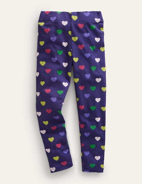 Mini Boden Kids' Fun Cosy Leggings College Navy Hearts Girls Boden