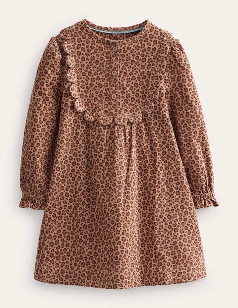 Scallop Cord Dress Leopard Girls Boden
