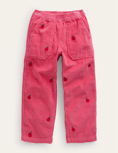 Embroidered Cord Pull-Ons Pink Girls Boden