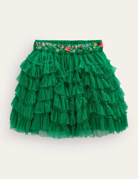Ruffle Tulle Skirt Green Girls Boden