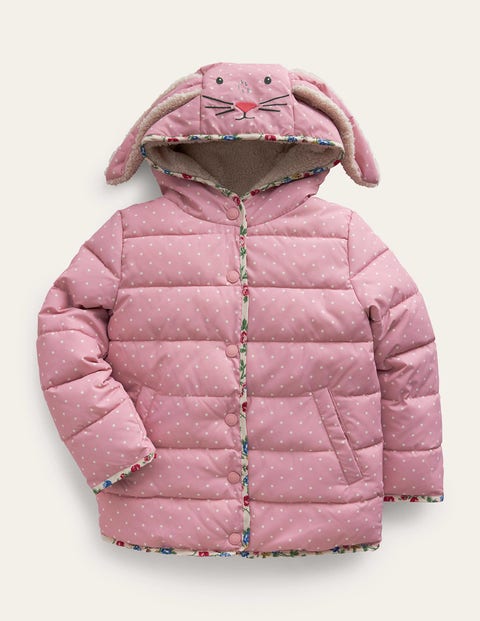 Mini Boden Kids' Novelty Padded Coat Putty / Vintage Pink Spot Girls Boden