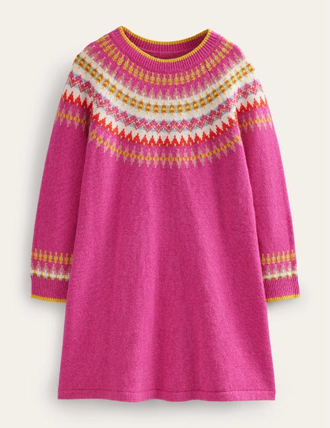 Mini Boden Fair Isle Jumper Dress Mid Pink Fair Isle Baby Boden