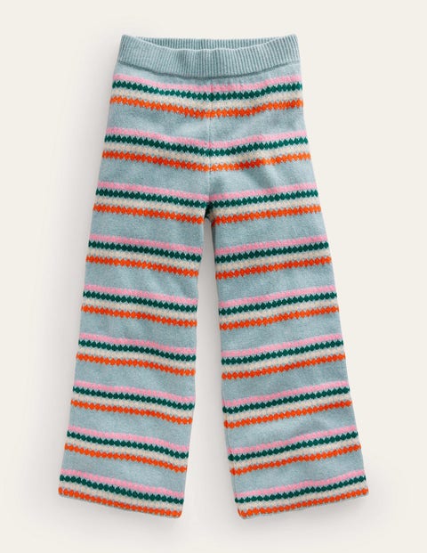 Wide Leg Knitted Trousers Dusk Blue Stripe Girls Boden, Dusk Blue Stripe