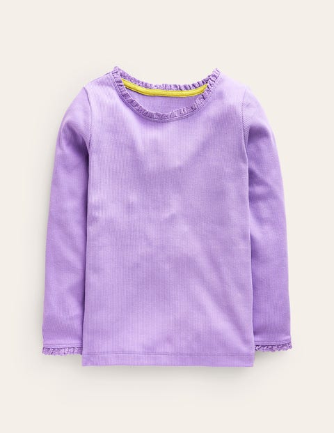 Mini Boden Kids' Ribbed Long Sleeve T-shirt Parma Violet Girls Boden