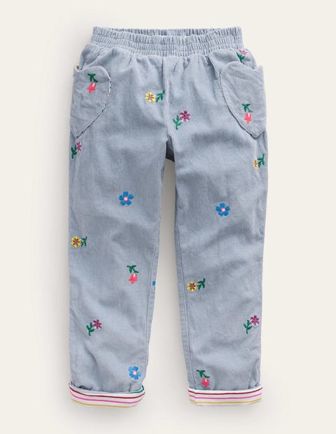 Lined Cord Pull-On Trousers Pebble Blue Girls Boden, Pebble Blue
