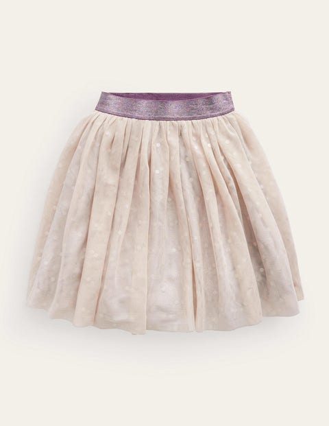 Mini Boden Kids' Foil Spot Tulle Midi Skirt Mountain Heather Girls Boden