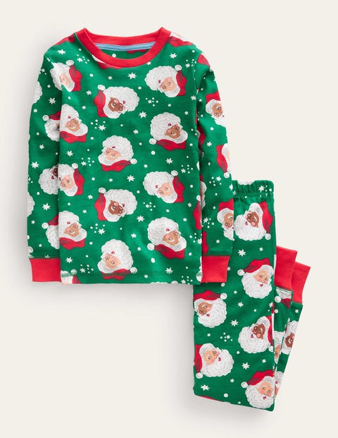 Snug Long John Pyjamas Green Christmas Boden
