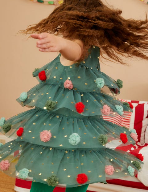 Christmas Tree Tulle Dress - Reed Green | Boden US