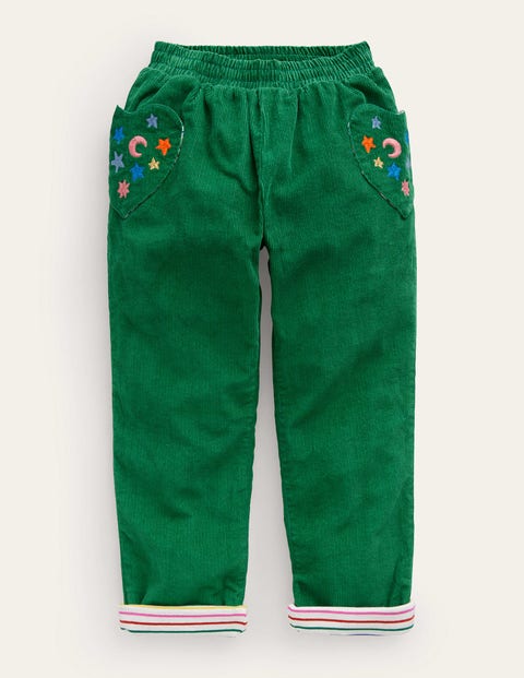 Lined Cord Pull-On Trousers Deep Green Girls Boden, Deep Green