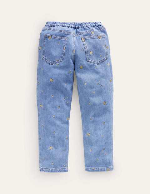 Denim Pull-on Jean - Mid Vintage Star Embroidery | Boden US
