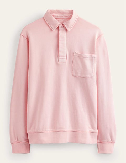 Button Neck Sweatshirt Pink Men Boden