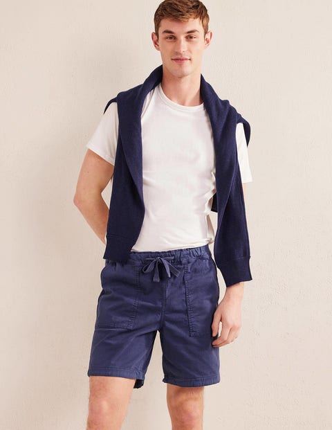 Boden Relaxed Twill Shorts Space Blue Men