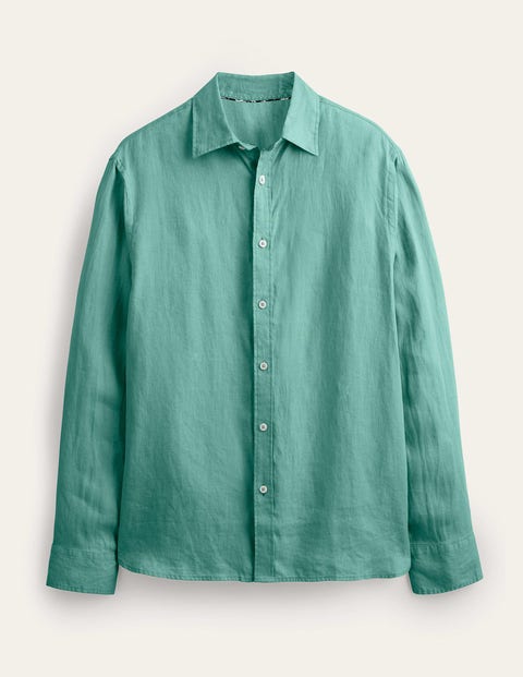 Cutaway Collar Linen Shirt Green Men Boden
