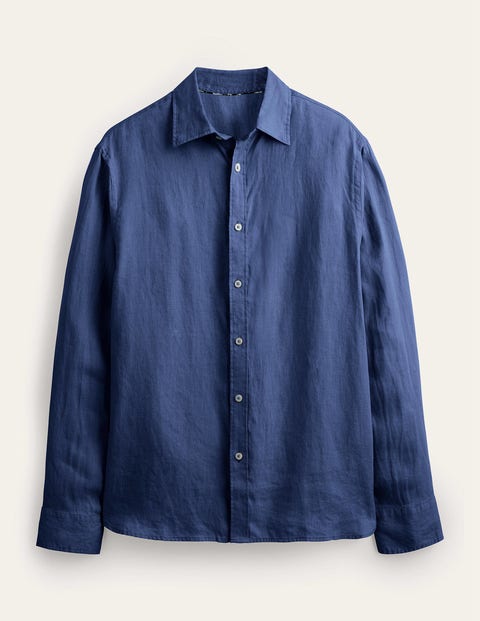 Cutaway Collar Linen Shirt Blue Men Boden