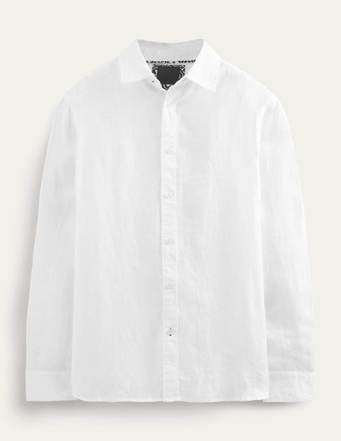 Cutaway Collar Linen Shirt White Men Boden