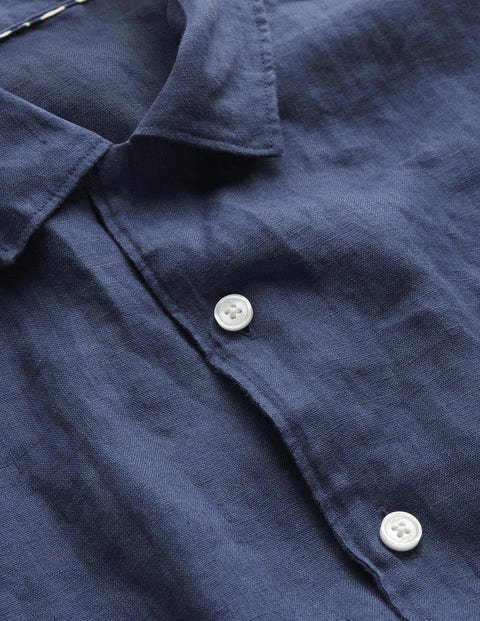 Revere Collar Shirt - Laundered Navy | Boden US